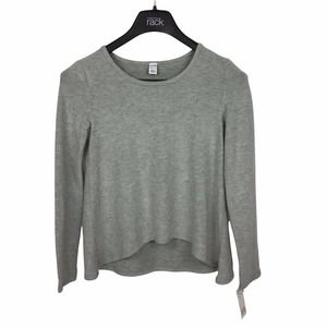 Harper Canyon Girls Gray Brushed Knit High Low Hem Top Long Sleeve Grey Heather